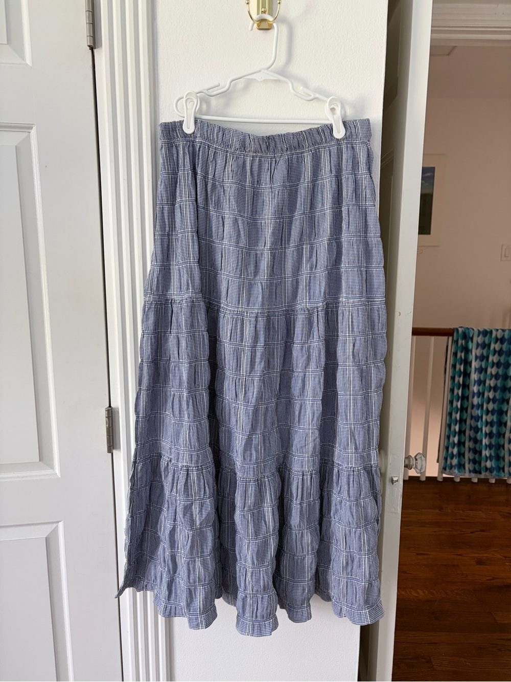 Max Studio Light Blue Tiered Maxi Skirt